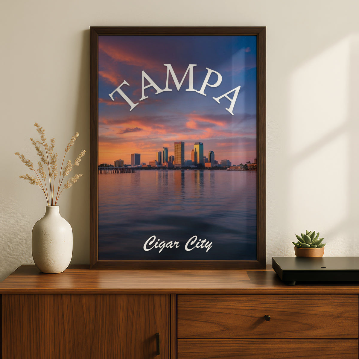 Tampa Skyline Poster, Cigar City Sunset Wall Art, Florida City Print, Tampa Bay Decor