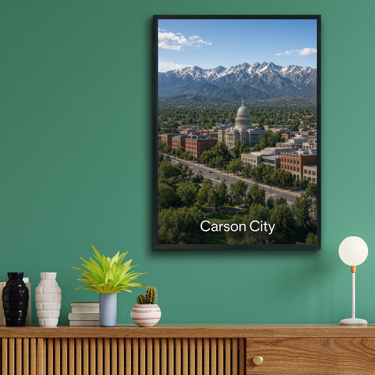 Carson City Nevada Poster, State Capitol Wall Art, Sierra Nevada Mountain Print, NV City