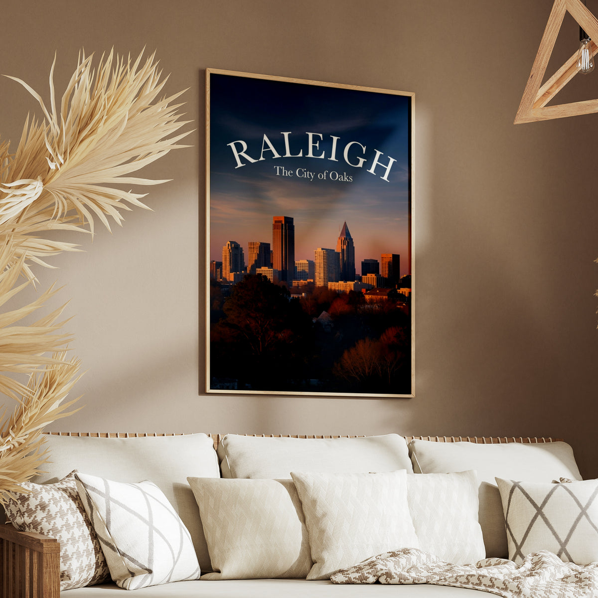 Raleigh North Carolina Skyline Poster, City of Oaks Sunset Wall Art, NC Gift