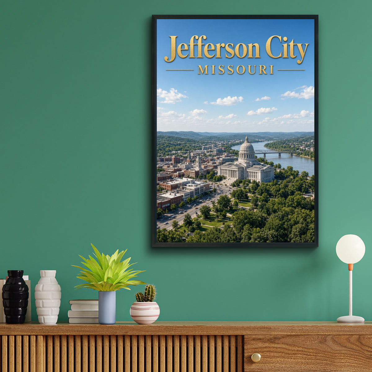 Jefferson City Missouri Poster, State Capitol Wall Art, MO Skyline Print, River View