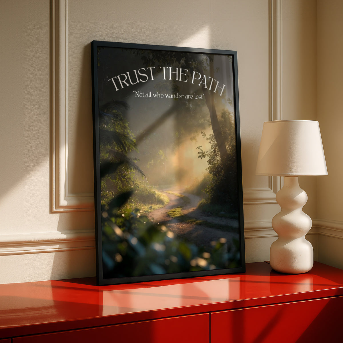 Trust The Path Inspirational Quote Poster, Forest Nature Wall Art, Wanderer Gift Print