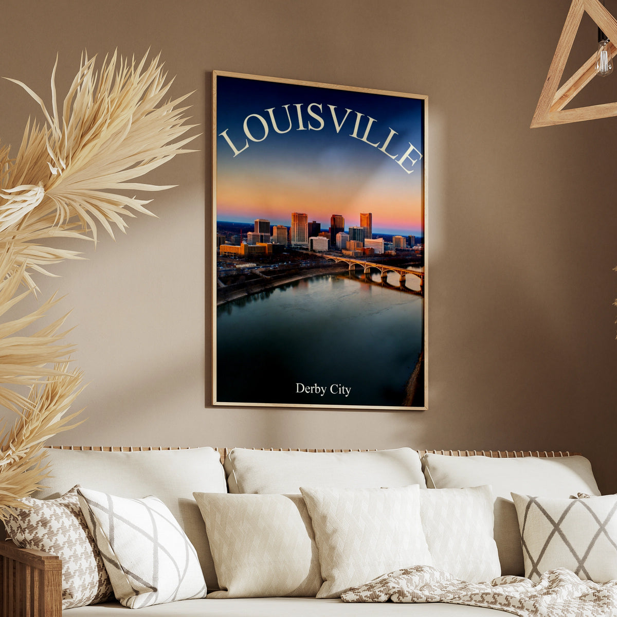 Louisville Kentucky Skyline Poster, Derby City Wall Art, Ohio River Sunset Print