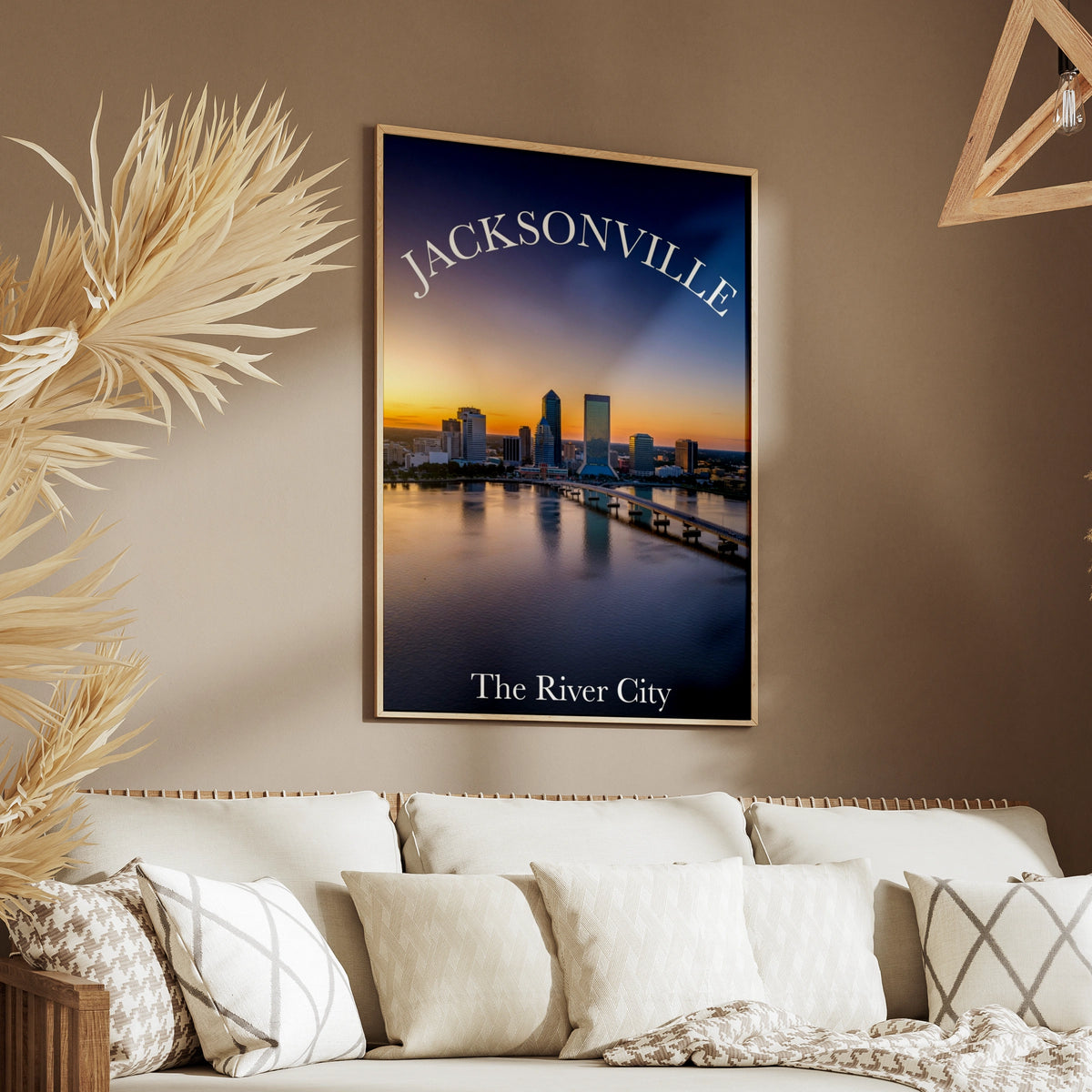 Jacksonville Florida Skyline Poster, River City Sunset Wall Art, FL City Print