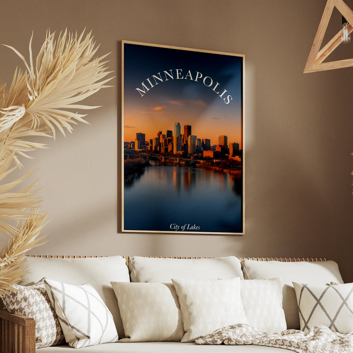 Minneapolis Skyline Poster, City of Lakes Wall Art, Minnesota Travel Print, Sunset Cityscape