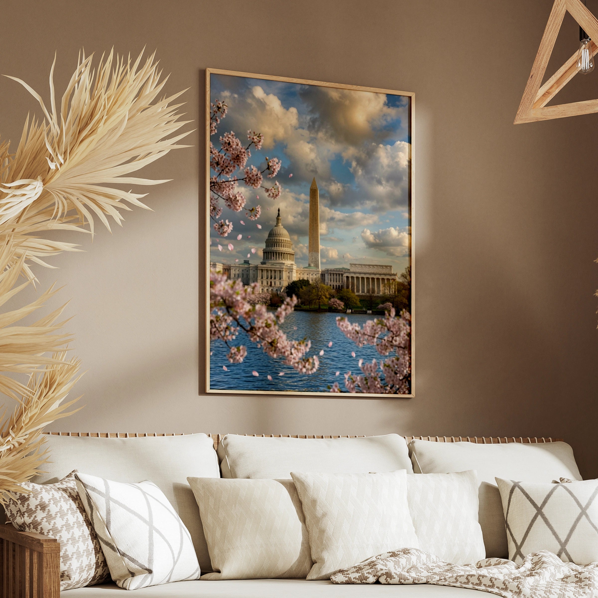 Washington DC Cherry Blossom Poster, Capitol Building Wall Art, Spring Tidal Basin Print