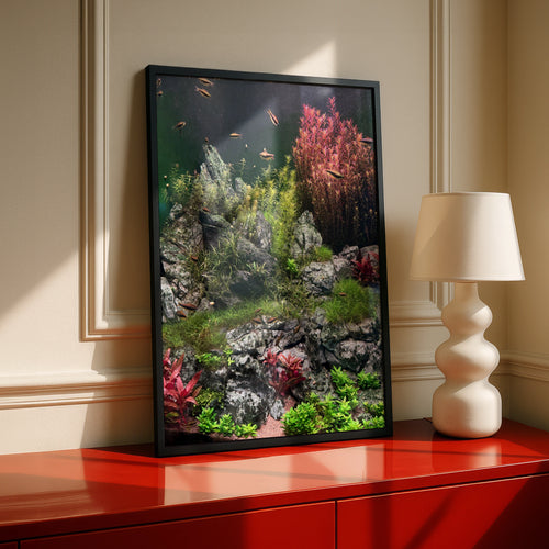 Aquascape Fish Tank Poster, Planted Aquarium Wall Art, Tropical Fish Print