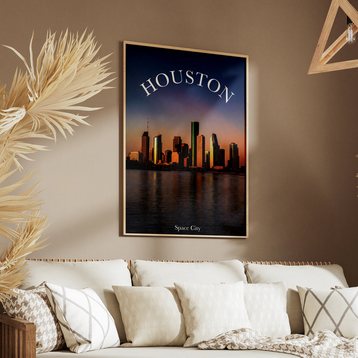 Houston Skyline Poster, Space City Texas Wall Art, Sunset Downtown Print, City Decor