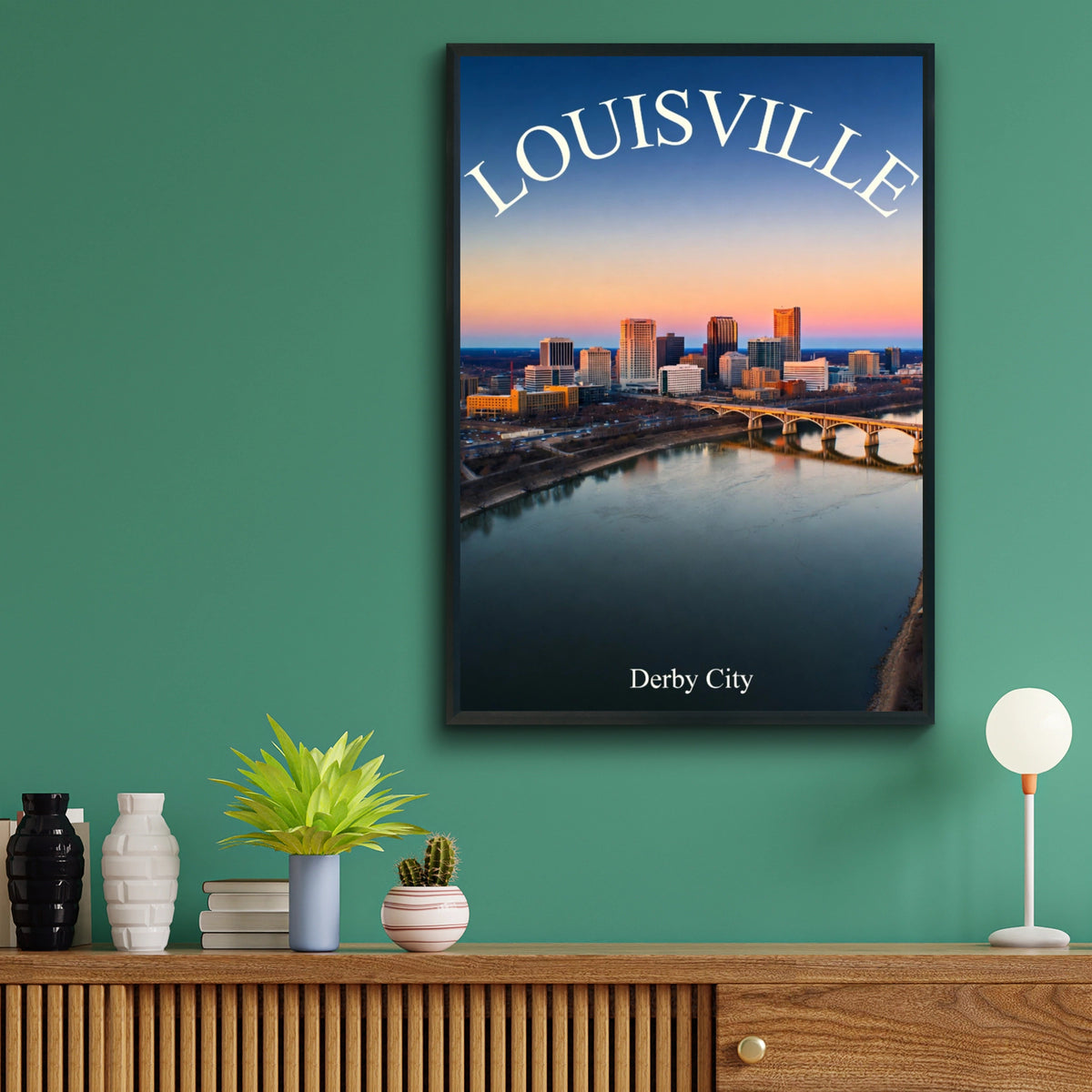 Louisville Kentucky Skyline Poster, Derby City Wall Art, Ohio River Sunset Print