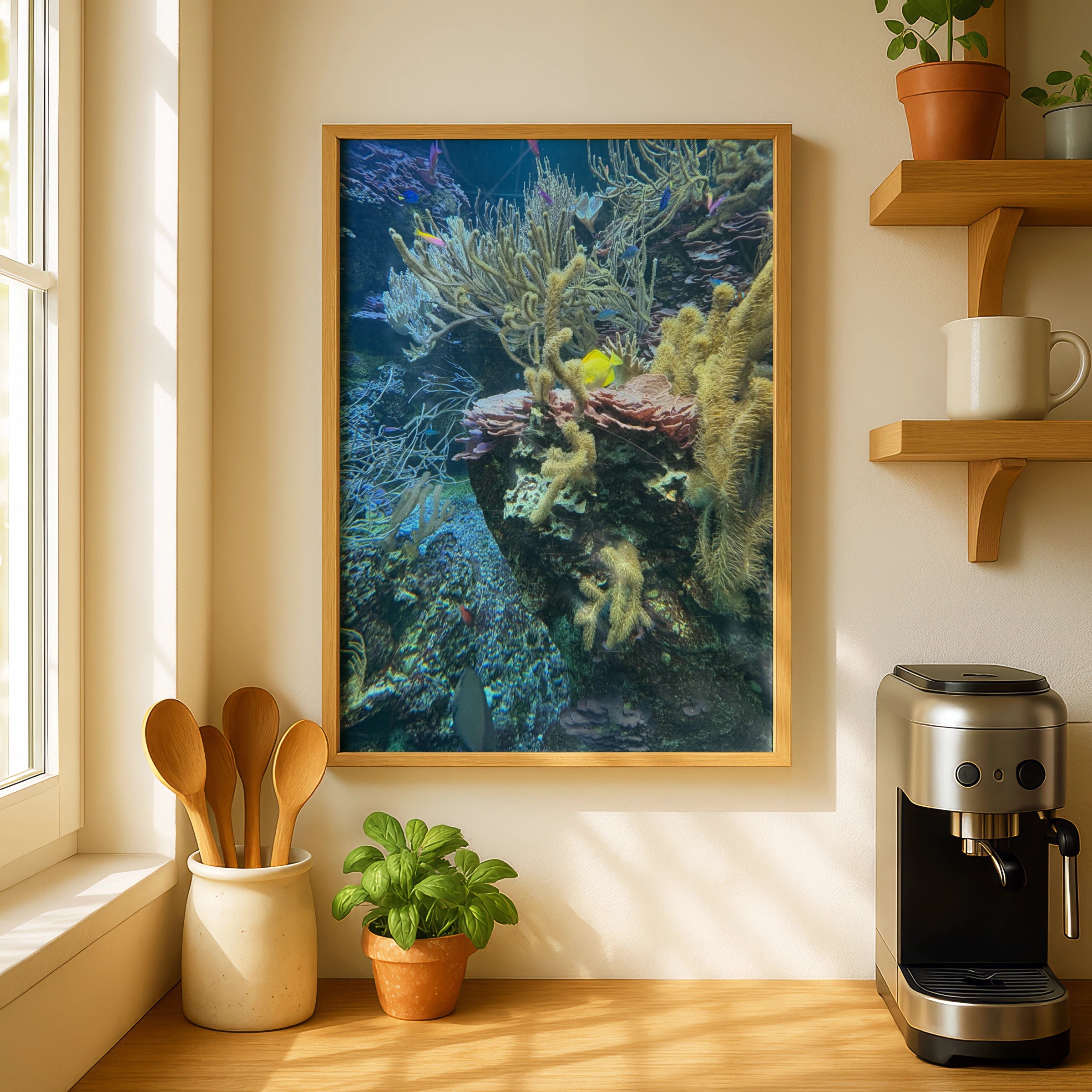 Coral Reef Fish Poster, Tropical Ocean Wall Art, Colorful Aquarium Print, Sea Life Decor