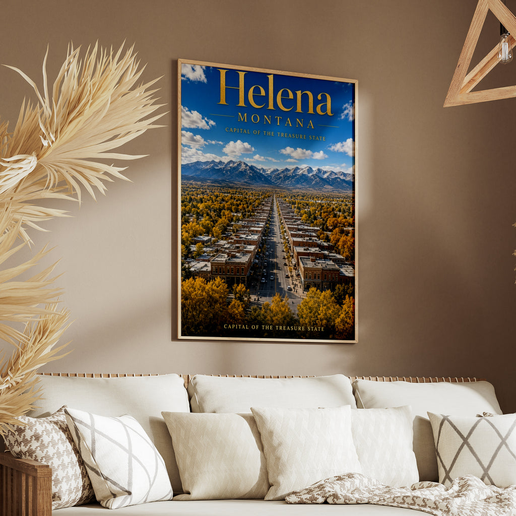 Helena Montana Travel Poster, Capital Treasure State Wall Art, Rocky Mountain Print