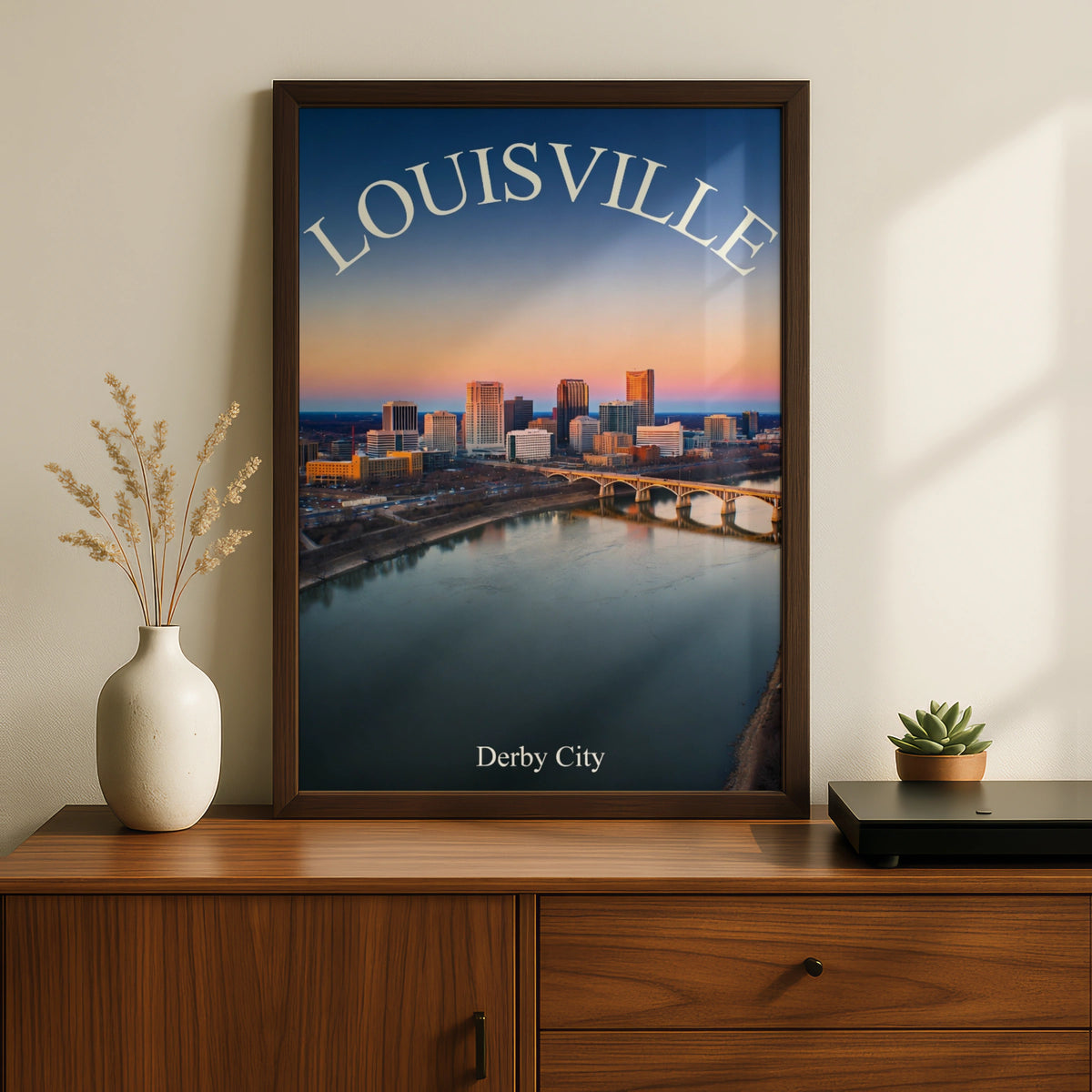 Louisville Kentucky Skyline Poster, Derby City Wall Art, Ohio River Sunset Print