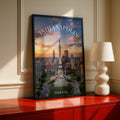 Indianapolis Poster, Circle City Skyline Wall Art, Indiana Monument Print, Sunset