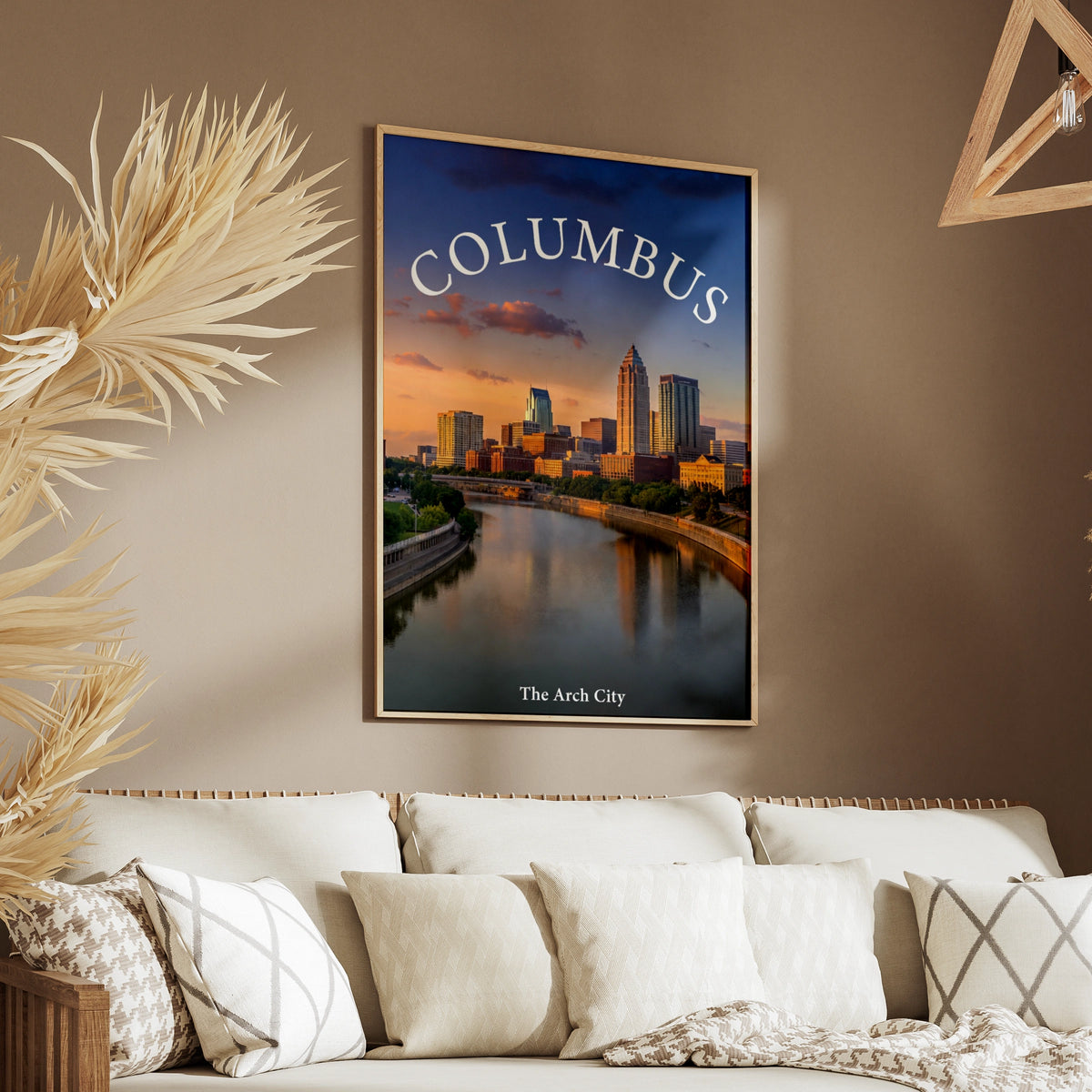 Columbus Ohio Skyline Poster, The Arch City Wall Art, Scioto River Sunset Print