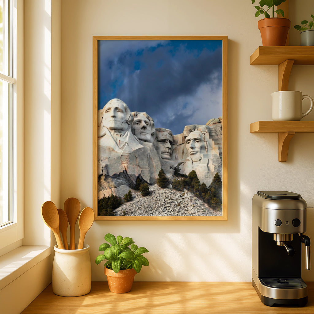 Mount Rushmore Poster, South Dakota Landmark Wall Art, American Presidents Print