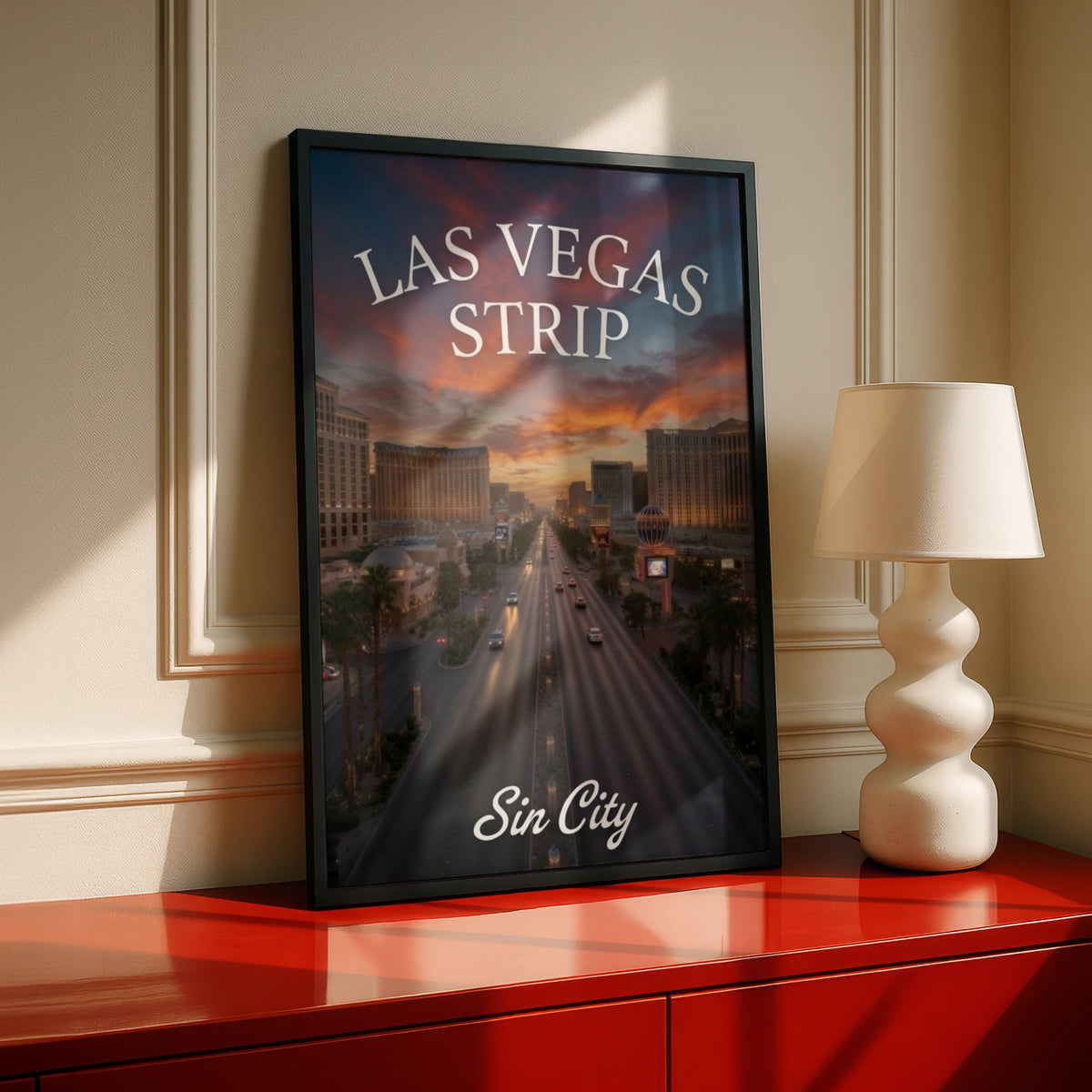 Las Vegas Strip Poster, Sin City Wall Art, Nevada Skyline Print, Sunset Boulevard Decor