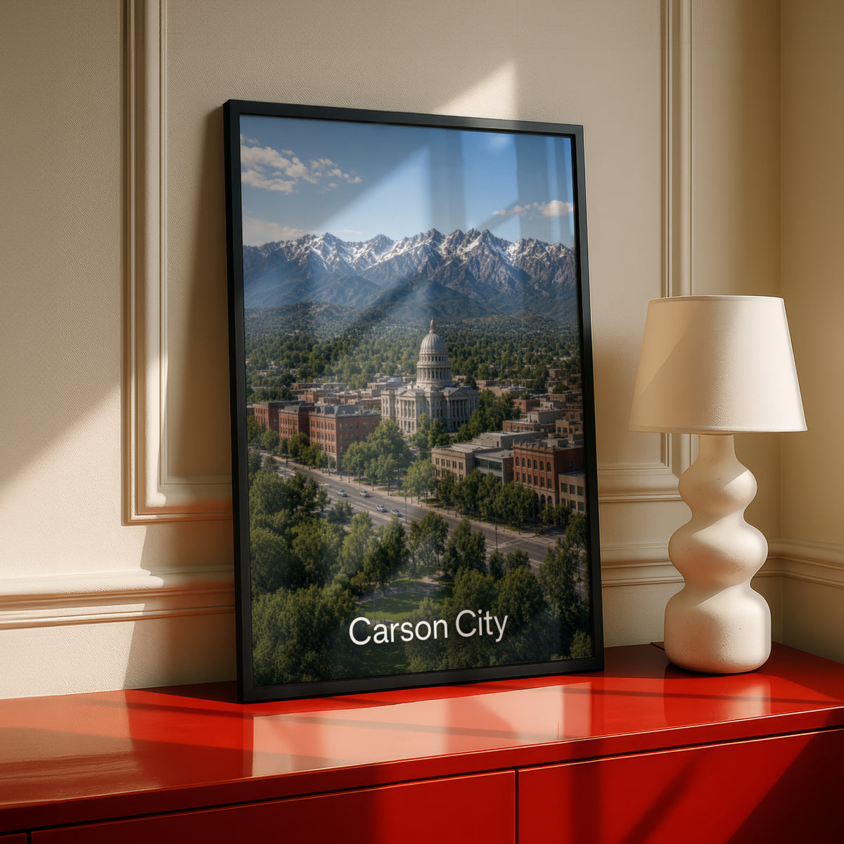 Carson City Nevada Poster, State Capitol Wall Art, Sierra Nevada Mountain Print, NV City