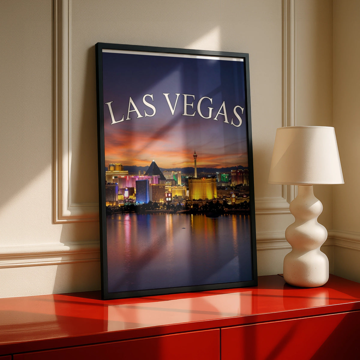 Las Vegas Skyline Poster, Nevada Strip Night Lights Wall Art, City Travel Print