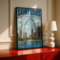 Saint Louis Missouri Poster, Gateway Arch Retro Travel Print, St Louis Skyline Wall Art