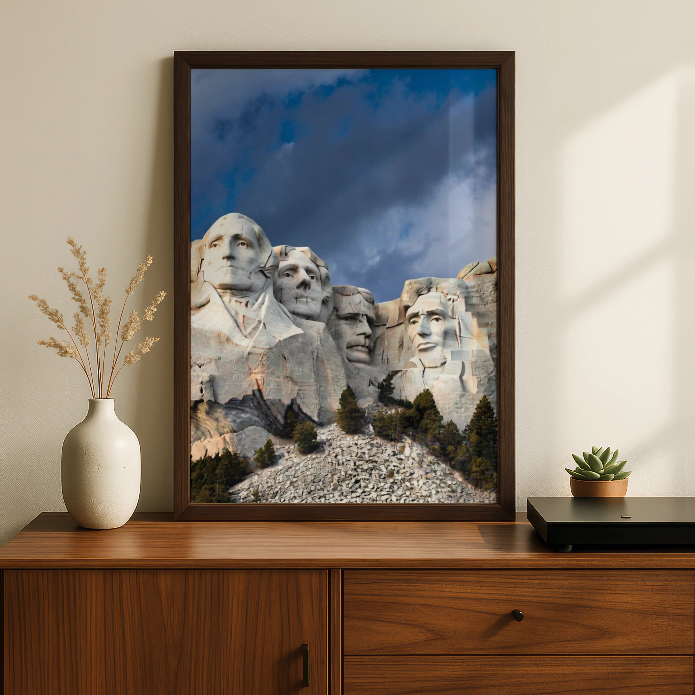 Mount Rushmore Poster, South Dakota Landmark Wall Art, American Presidents Print