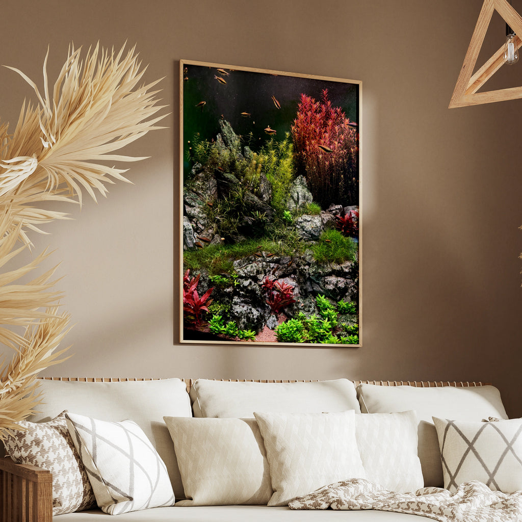 Aquascape Fish Tank Poster, Planted Aquarium Wall Art, Tropical Fish Print