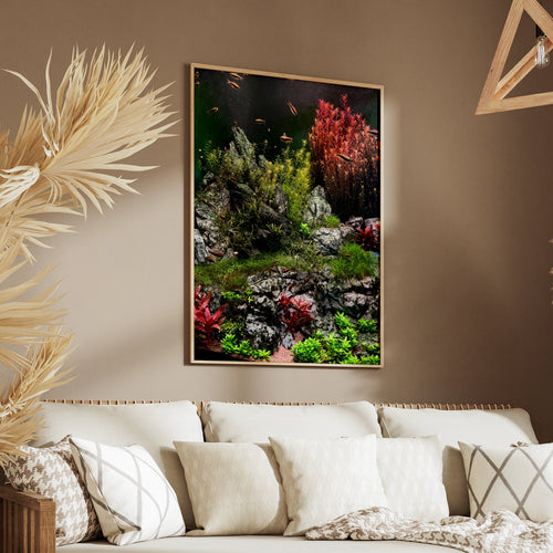 Aquascape Fish Tank Poster, Planted Aquarium Wall Art, Tropical Fish Print