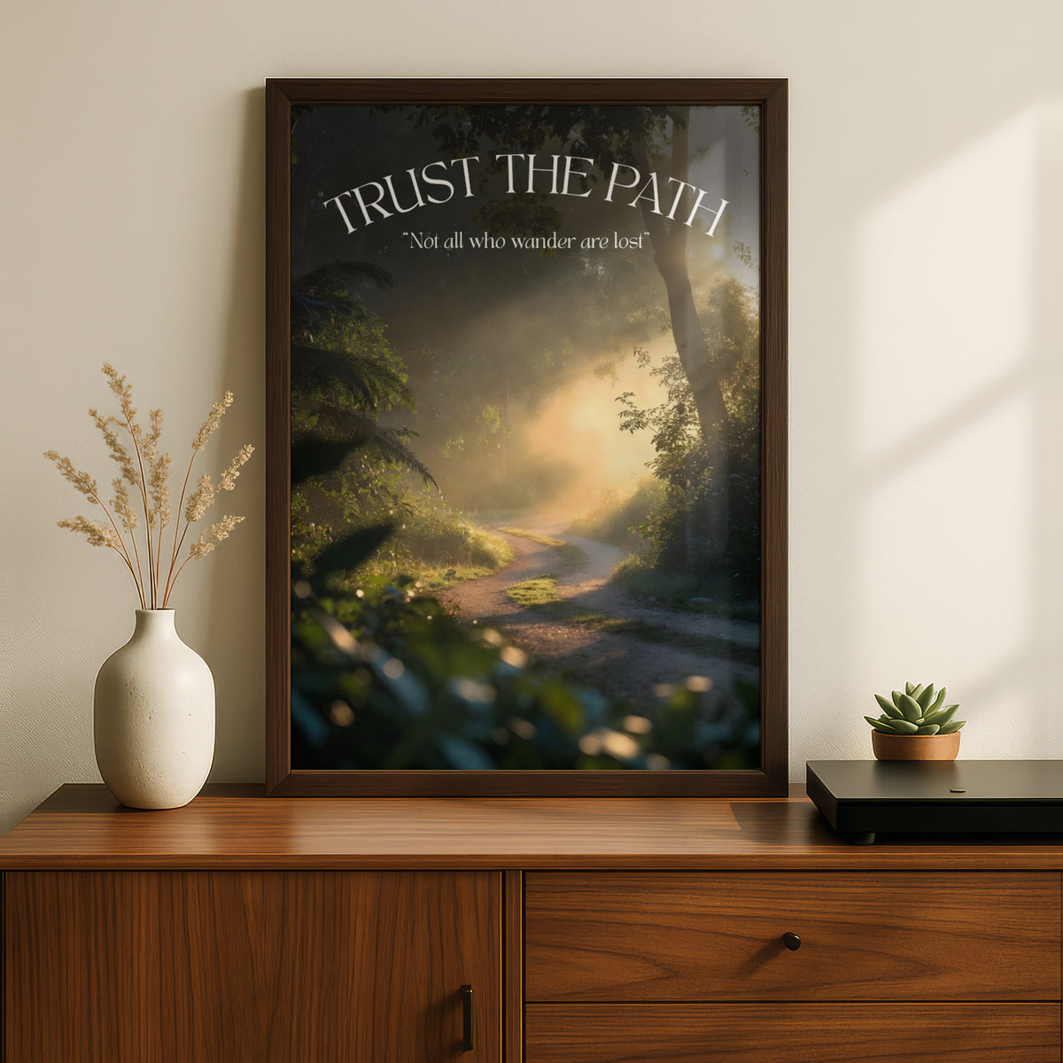 Trust The Path Inspirational Quote Poster, Forest Nature Wall Art, Wanderer Gift Print