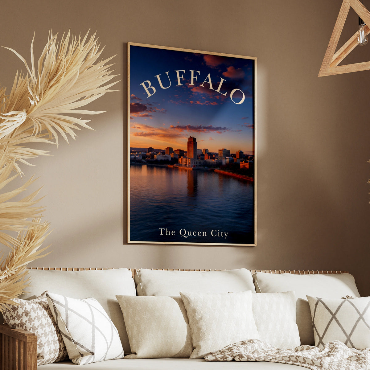 Buffalo New York Skyline Poster, The Queen City Sunset Wall Art Print