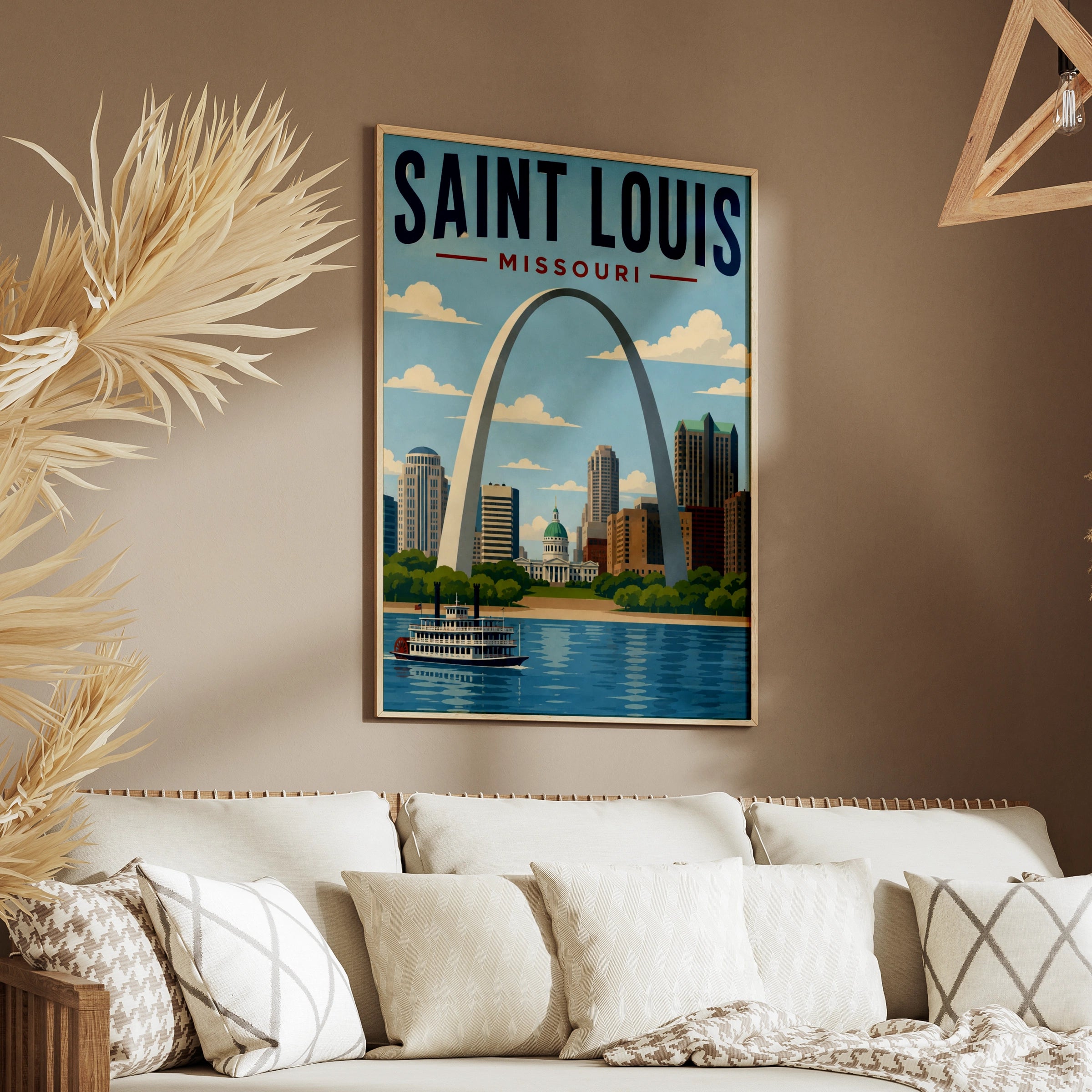 Saint Louis Missouri Poster, Gateway Arch Retro Travel Print, St Louis Skyline Wall Art